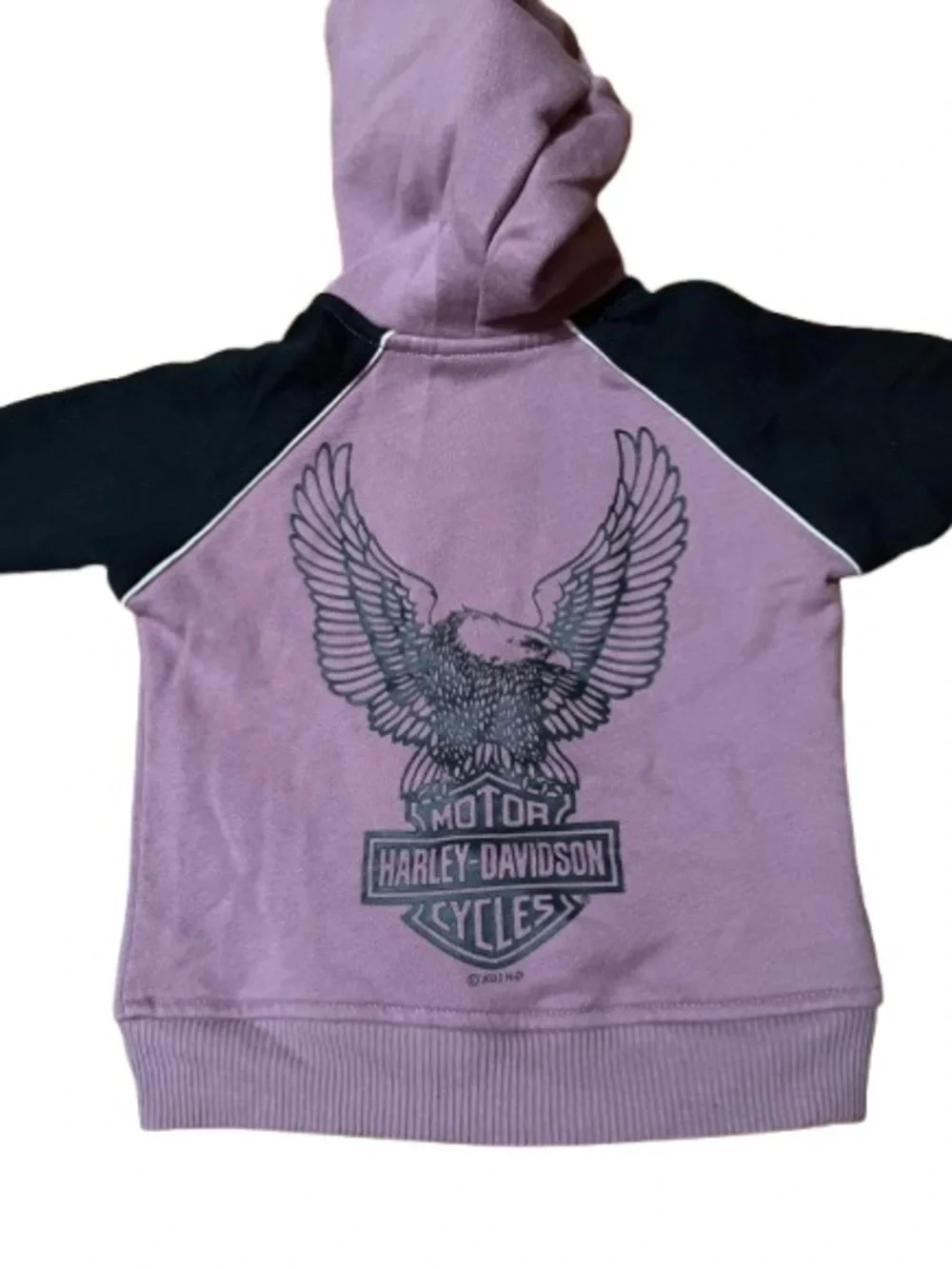Harley-Davidson Lilac and Black Eagle Hoodie Full Zip Jacket Size 9/12 Months